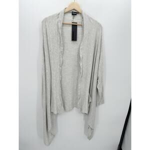 Mono B Womens Gray Open Front Asymmetrical Cardigan Sweater Pockets 3XL KT230-P